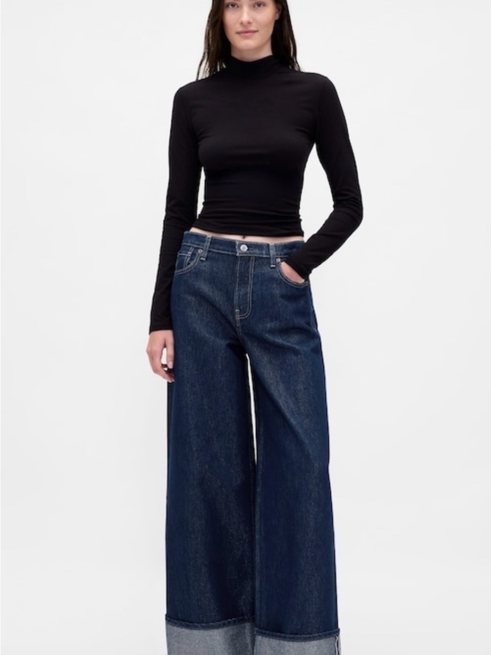 GAP Dark Blue Wide-Leg Cuffed Jeans